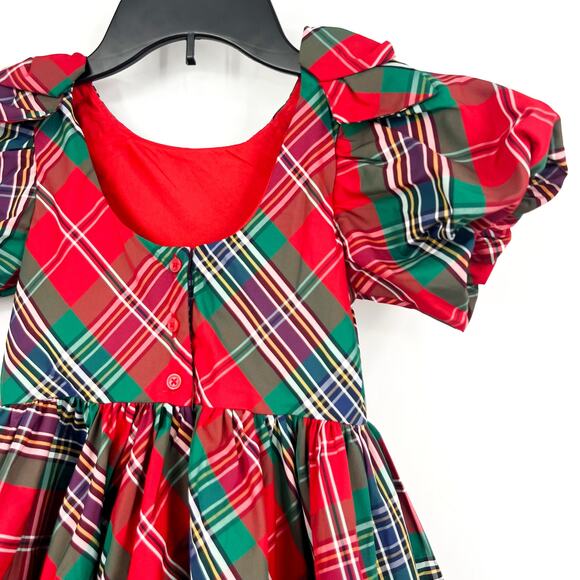 JANIE AND JACK Girls Holiday Plaid Dress Size 6 Red Green Short Sleeve NWT - Picture 6 of 11